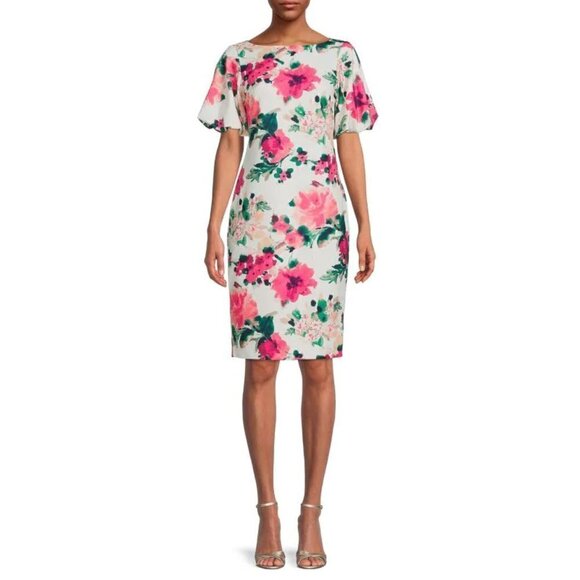 ELIZA J Floral Sheath Dress-Color Multi- Size 6